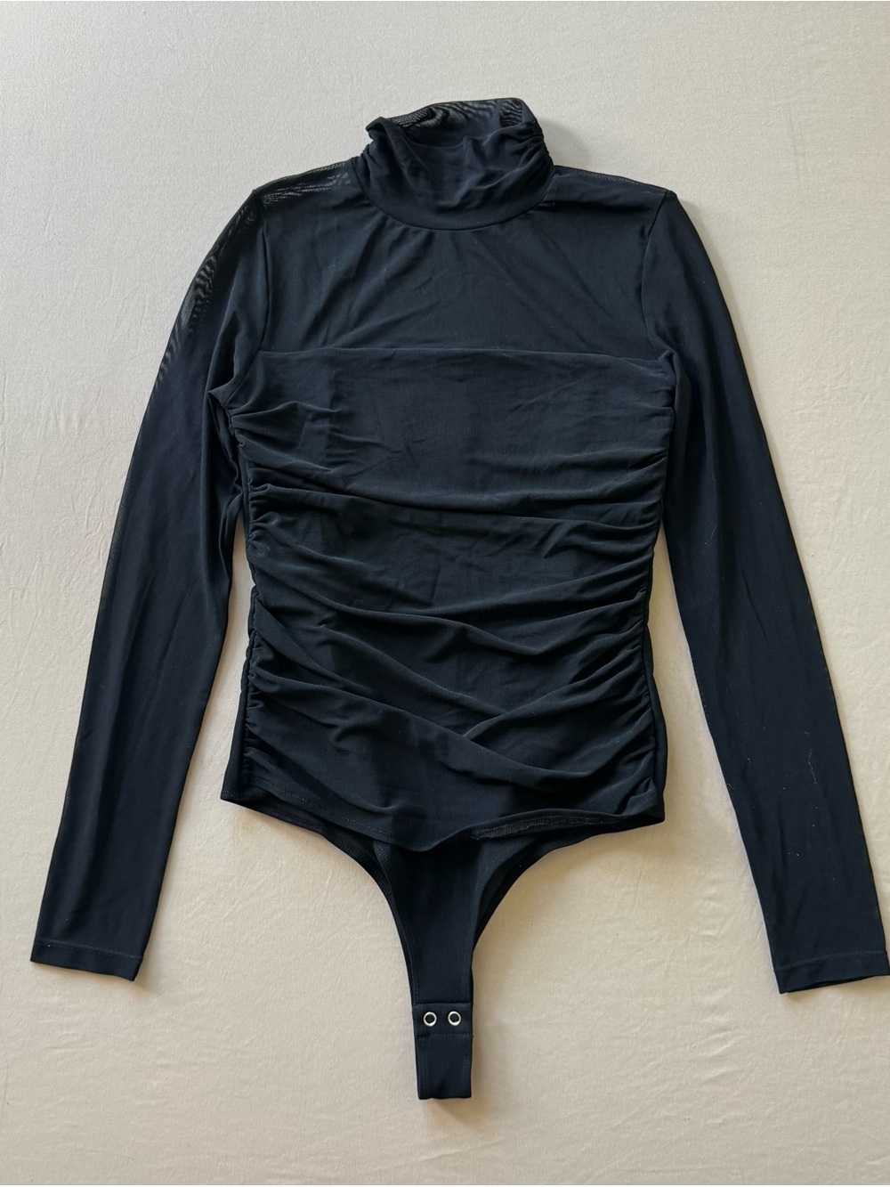 Reoria Veil of Night Ruched Sheer Turtleneck Bodysuit - Picture 6 of 11